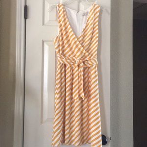 Gold & white striped summer dress